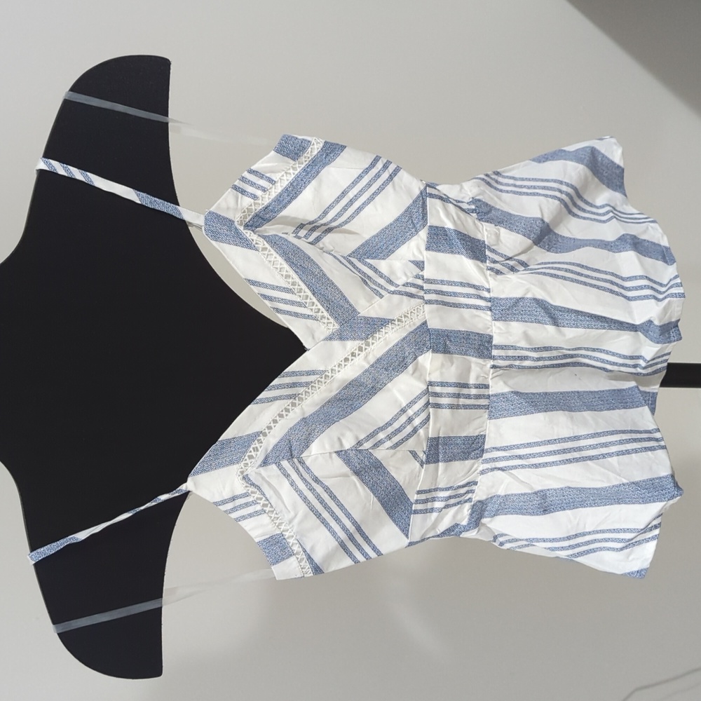 Blue and White Blouse